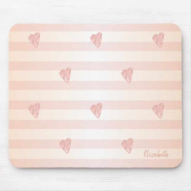 Mousepad Corações Adoráveis, Stripes - Personalizadas (Frente)