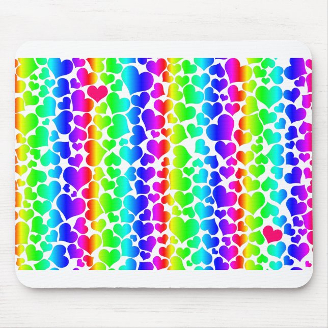 Mousepad corações arco-íris do orgulho (Frente)