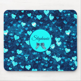Mousepad Corações Azuis