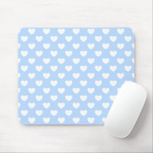 Mousepad Corações Azuis E Brancos De Pastel Suave