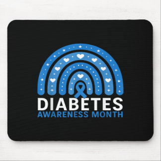 Mousepad Corações Azuis e Novembro Arco-íris Diabetes