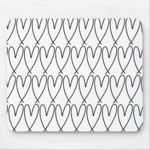 Mousepad Corações Bonitos e Caprichosos Preto e Branco