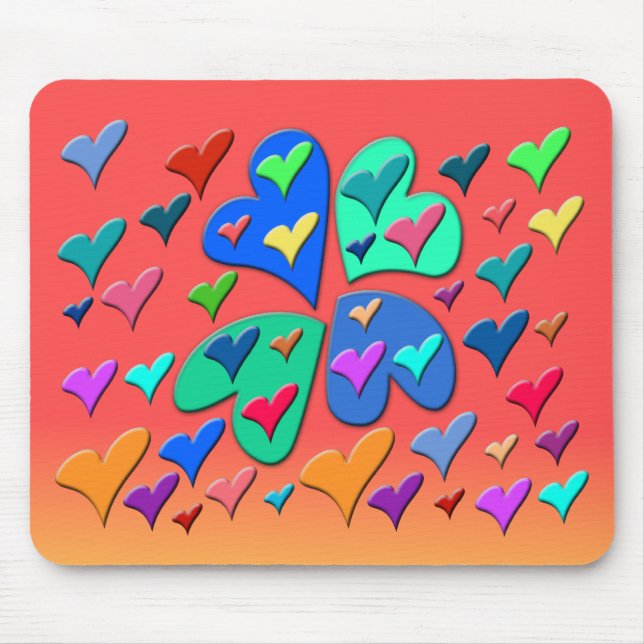 Mousepad Corações Coloridos (Frente)