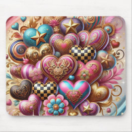 MOUSEPAD CORAÇÕES COLORIDOS E BONITOS DO DIA DOS NAMORADOS