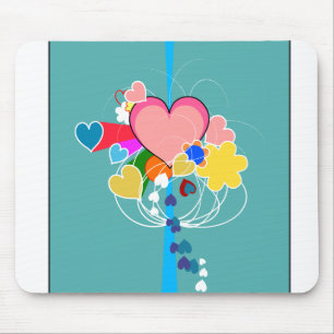 Mousepad Corações com Raios Azuis