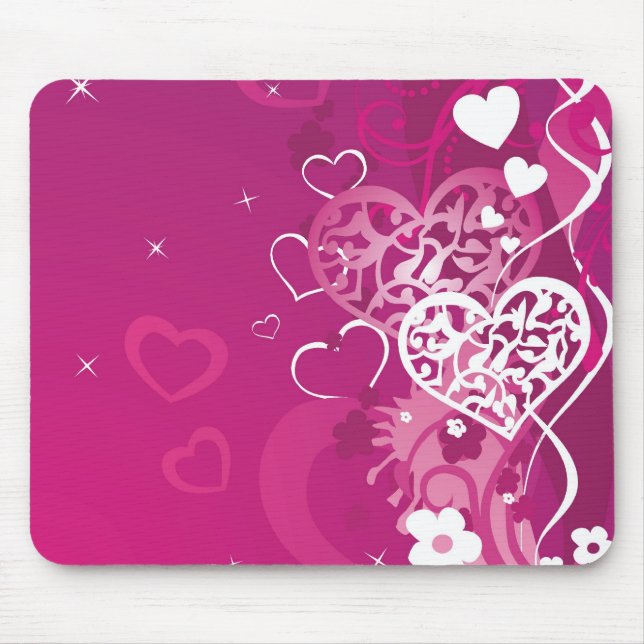 Mousepad Corações cor-de-rosa (Frente)