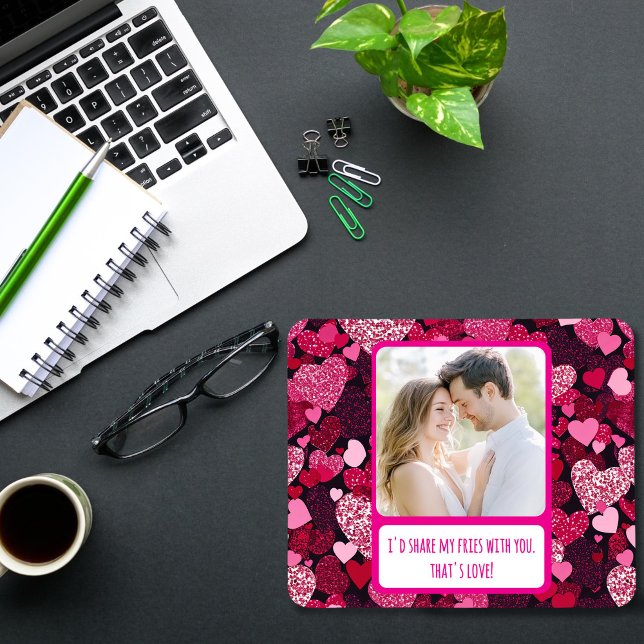 Mousepad Corações cor-de-rosa cintilante compartilham meus  (Criador carregado)