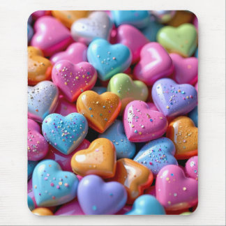 Mousepad Corações de Amor de Balas Coloridos