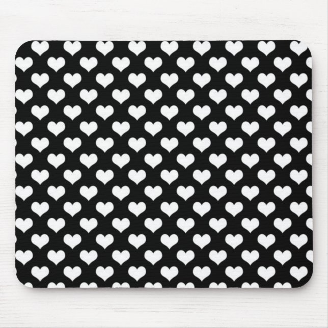 Mousepad Corações de Amor Preto e Branco (Frente)