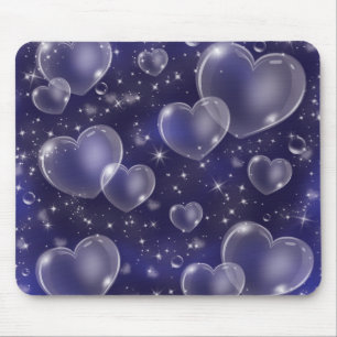Mousepad Corações de Bolha Azul Design Fofo e Femenino Esti