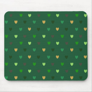 Mousepad Corações de bolinhas em verde floresta