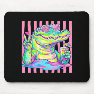 Mousepad Corações de Jacaré Elegantes Estética de Verão Ócu