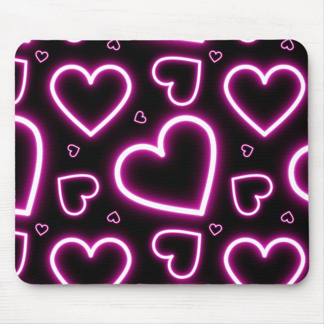 Mousepad Corações de Neon Rosa V-Day (Frente)