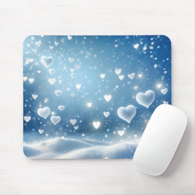 Mousepad Corações de Neve Flutuantes (Com mouse)