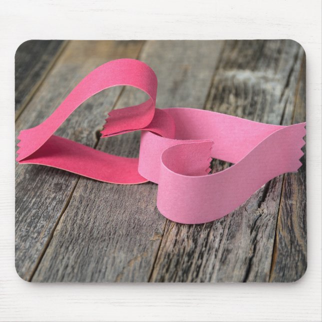 Mousepad Corações de Papel Vinculados na Madeira (Frente)