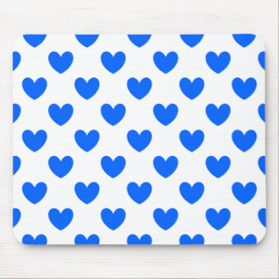 Mousepad Corações de polca azul em branco