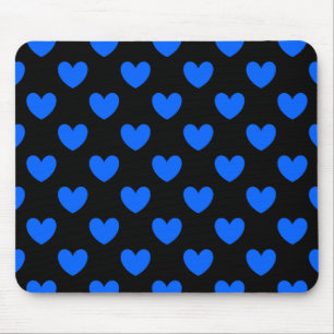 Mousepad Corações de polca azul em preto