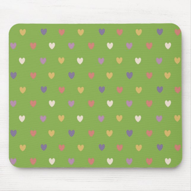 Mousepad Corações de polca em verde-verde (Frente)