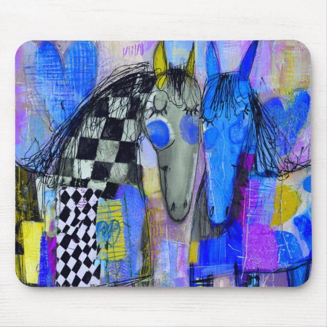 Mousepad Corações Divertidos E Cavalos Xadrez (Frente)
