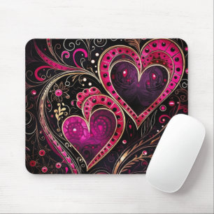 MOUSEPAD CORAÇÕES DO ABSTRATO DE TINTA QUENTE E PRETO
