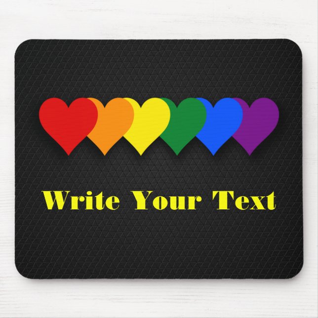 Mousepad Corações do orgulho LGBT (Frente)