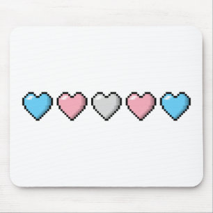 Mousepad Corações do pixel do Transgender