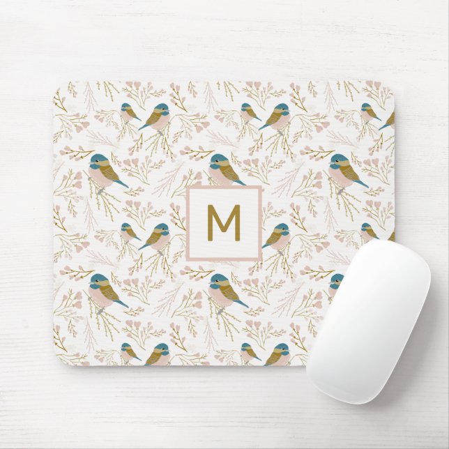 Mousepad Corações Dourados de Frango Cor-de-Rosa, Floral In (Com mouse)