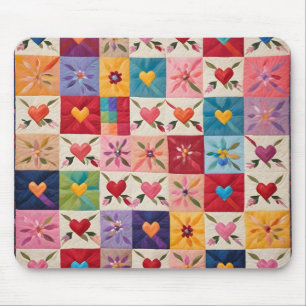 Mousepad Corações e colcha de flores