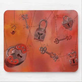 Mousepad Corações e fechamentos, pintura da aguarela