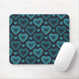 Mousepad Corações em tons de azul-verde
