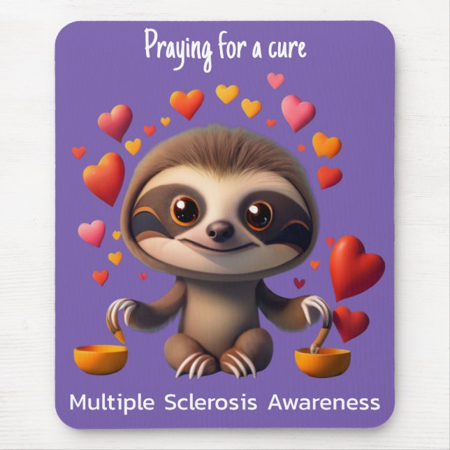 Mousepad Corações esperançosos em torno da preguiça-de-bebê (Frente)