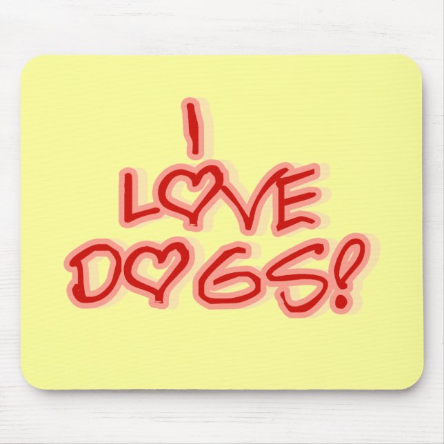 Mousepad Corações eu amo o camiseta e os presentes dos cães (Frente)