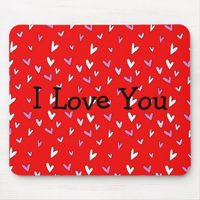 Mousepad Corações Eu Te Amo Bocal (Frente)