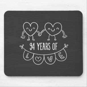 Mousepad Corações Gift Chalk, 94 anos