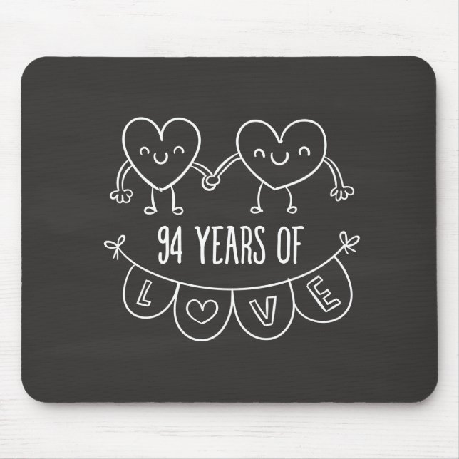 Mousepad Corações Gift Chalk, 94 anos (Frente)