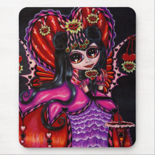 Mousepad Corações Góticos e Flores Boneca de Fada Vitoriana