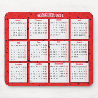 Mousepad Corações no calendário vermelho de mousepad/