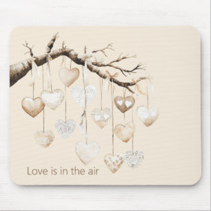 Mousepad Corações no Ramo da Árvore Amor