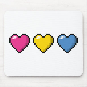 Mousepad Corações Pansexual do pixel