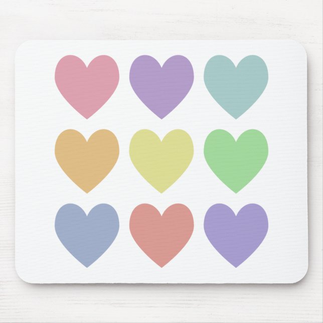 Mousepad Corações Pastéis (Frente)