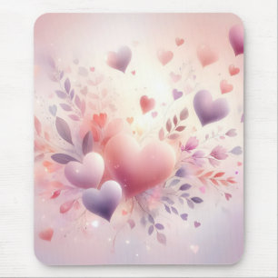 Mousepad Corações Pastéis Caprichosos Amor Floral Romântico