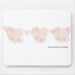Mousepad Corações Pêssegos e Rosa