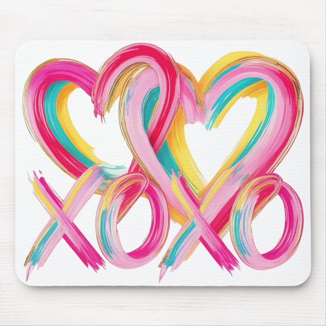 Mousepad Corações Pintados & XOXO (Frente)