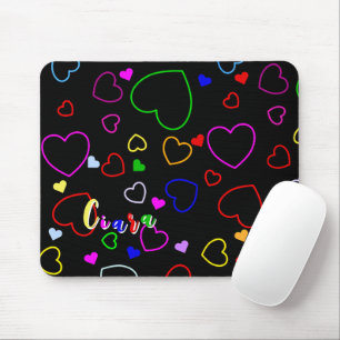 Mousepad Corações Reproduzíveis E Seu Nome Personalizado, C