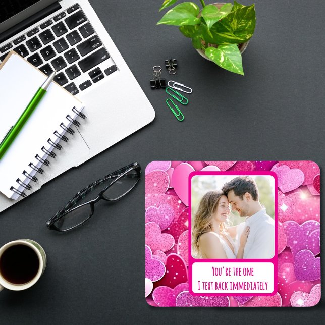 Mousepad Corações Rosa Púrpura Eu Envio Texto Imediatamente (Criador carregado)