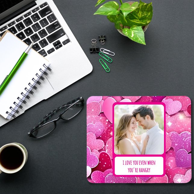 Mousepad Corações Rosa Púrpura quando você está com fome (Criador carregado)