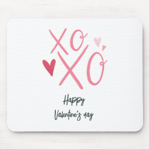 Mousepad Corações Rosa "XOXO" Feliz Dia dos Namorados 