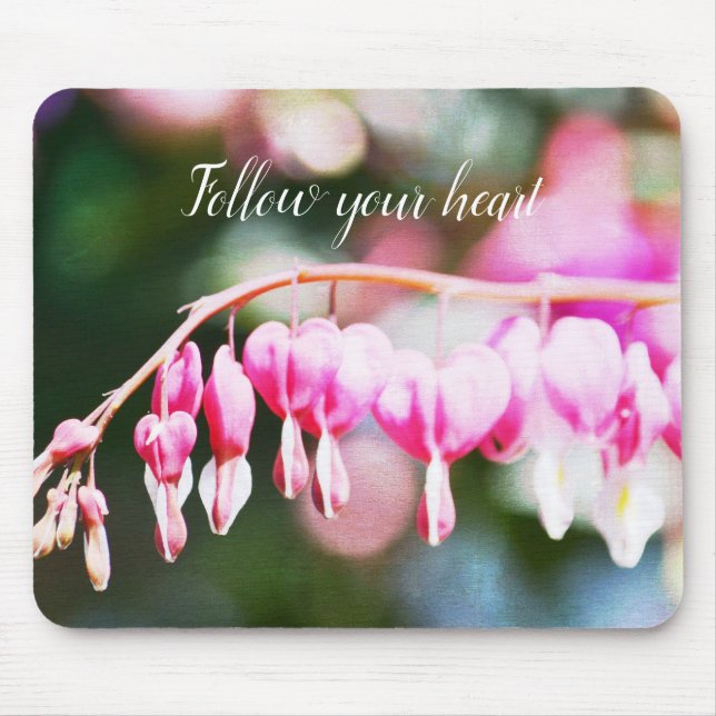 Mousepad Corações Sangrentos Flores cor-de-rosa fotografia  (Frente)
