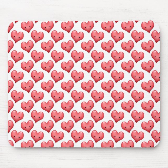 Mousepad Corações Sorridentes Fofos (Frente)