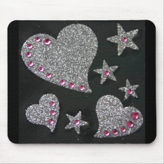 Mousepad Corações & tapete do rato de Bling das estrelas